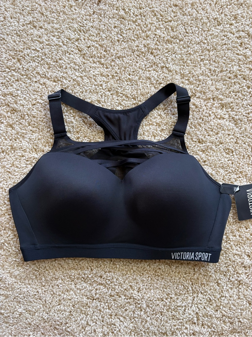 Victorias Secret Sport Incredible Lightweight Max Sport Bra Black 36D Strappy